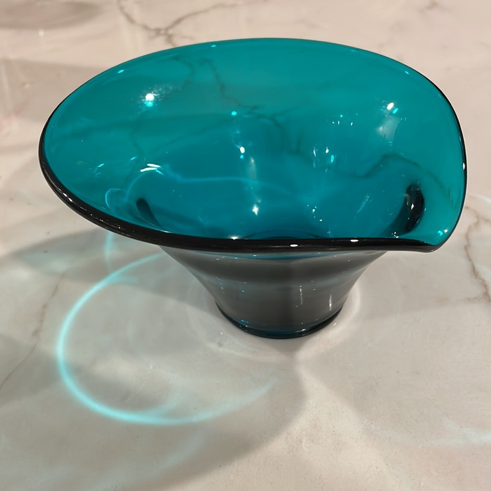 Vintage turquoise bowl art glass - Picture 12 of 12